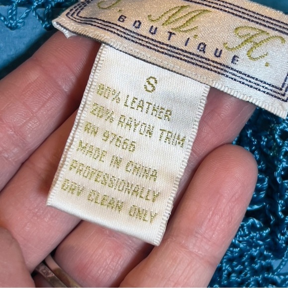 S.M.H Vintage Suede Paneled Crocheted Boho Western Festival Y2K Blazer Coat - Picture 15 of 15